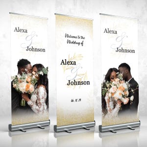 COMBO BANNER SET, 3 Retractable Banners, Custom Banners, Wedding, Welcome Sign, 3 Banners, Custom Photo Board Stand, Printed Sign Wedding