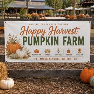 Custom Pumpkin Patch Banner, Fall Festival Sign, Harvest Festival Banner, Corn Maze Sign, Hayride Backdrop, Farm Market Sign Autumn Event