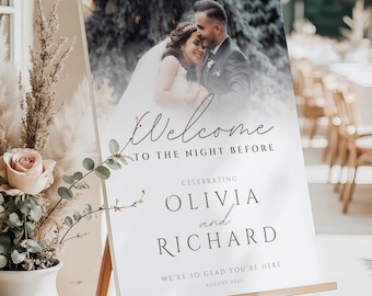 Rehearsal Dinner Sign, Custom The Night Before Sign, Printed Foam Board Wedding Welcome Sign, Photo Board Sign With Picture, Wedding Decor