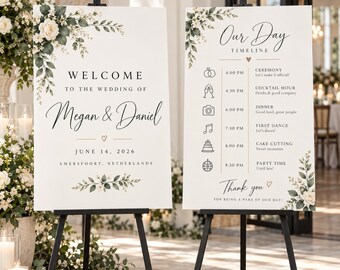 Printed Wedding Bundle, Foam Board Signs Set of 2, Welcome Sign Bundle, Seating Chart Sign, Custom Reception Decor Signs, Photo Board Banner
