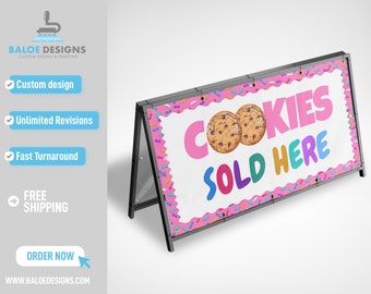 Girl Scouts Cookies Banner, Cookies Sold Here Sign, Cookie Sale Vinyl Banner, Girl Scout Printed Banner Sign, Free Shipping