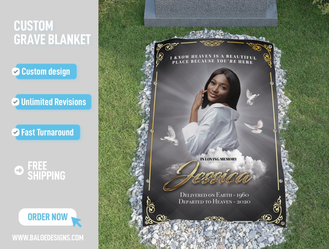 Custom Grave Blanket, Custom Memorial Grave Blanket, in Loving Memory