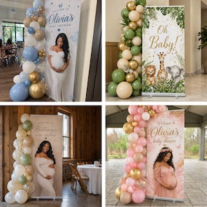Custom Baby Shower Retractable Banner, Shower Welcome Sign, Maternity Photo Backdrop, Girl Boy Baby Shower Banner Decor, Photo Board image 11