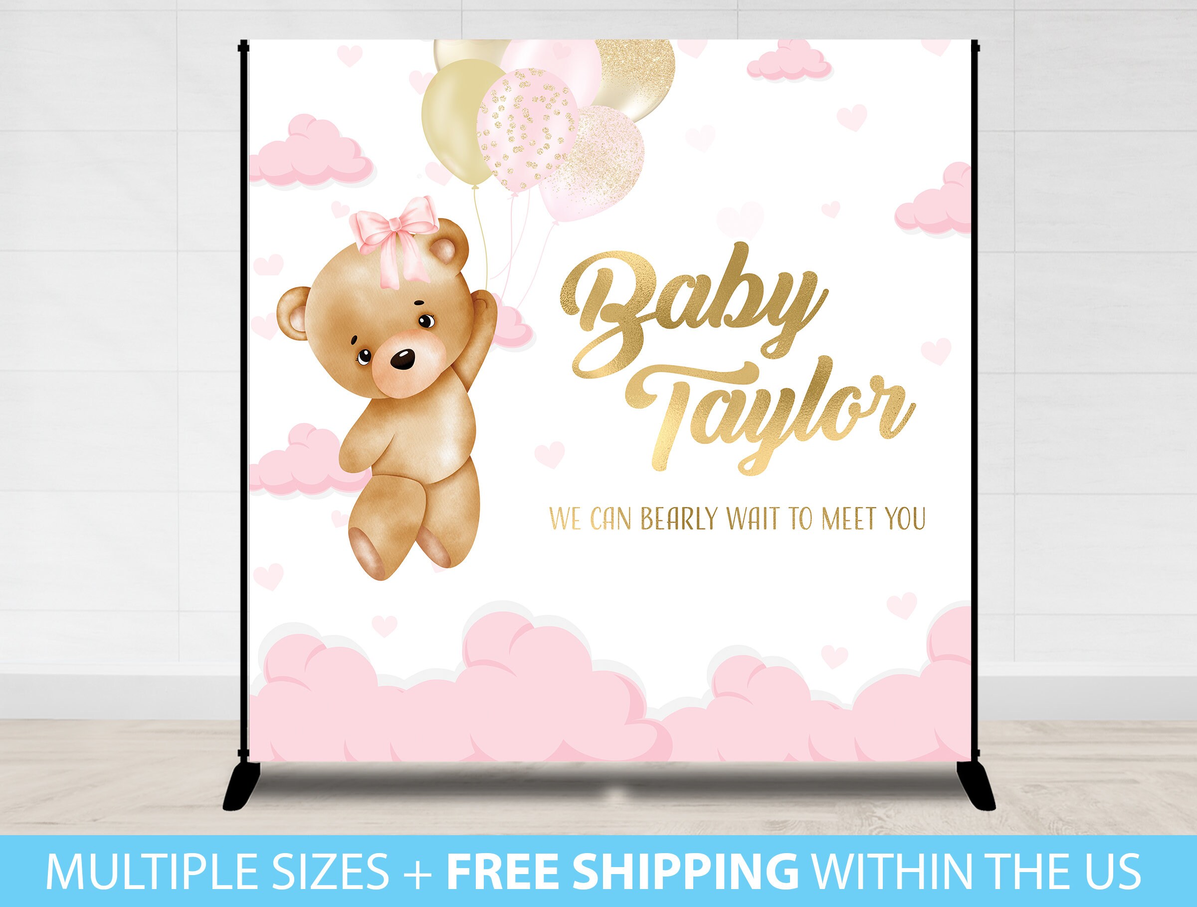 We Can Bearly Wait Baby Shower Backdrop Baby Shower Backdrop Etsy 日本