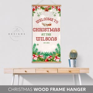 Custom Christmas Wood Hanger Frame, Magnetic wood poster hanger, Your custom Christmas Decor, Holiday Decor gift Wood Frame Hanger, Canvas