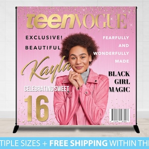 Sweet 16 Backdrop, Custom Magazine Cover Birthday Backdrop, Step Repeat Birthday Banner, Magazine Cover Backdrop Magazine Backdrop Prom Pink