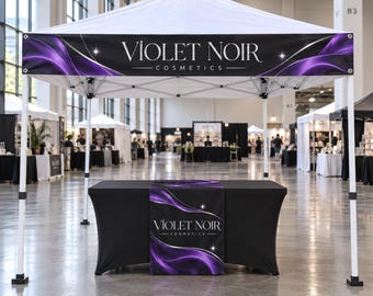 Custom Top Banner & Table Runner, Trade Show Display, Personalized Vendor Booth Banner, Custom Logo Table Runner, Business Event Decor Sign