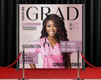 Graduation Backdrop, Custom Magazine Backdrop Banner, Personalized Party Decor, Graduate, Congrats to the Grads, Class of 2024 2023