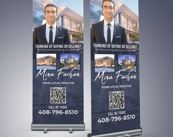 Custom Retractable Banner, Real Estate Sign, Real Estate Agent Marketing, Custom Roll Up Banner Stand, Event banner, Business Sign, Signage