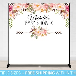 Custom Backdrop Banner, Baby Shower Banner, Step and Repeat, Baby shower Backdrop Banner Floral Baby Shower Backdrop Banner Step Repeat