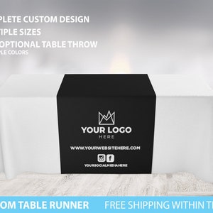 Custom Table Runner, Custom Logo Table Runner, Table Throw, Custom Table Throw, Trade Show Table Runner, Table Runner Pop Up Shop Trade show