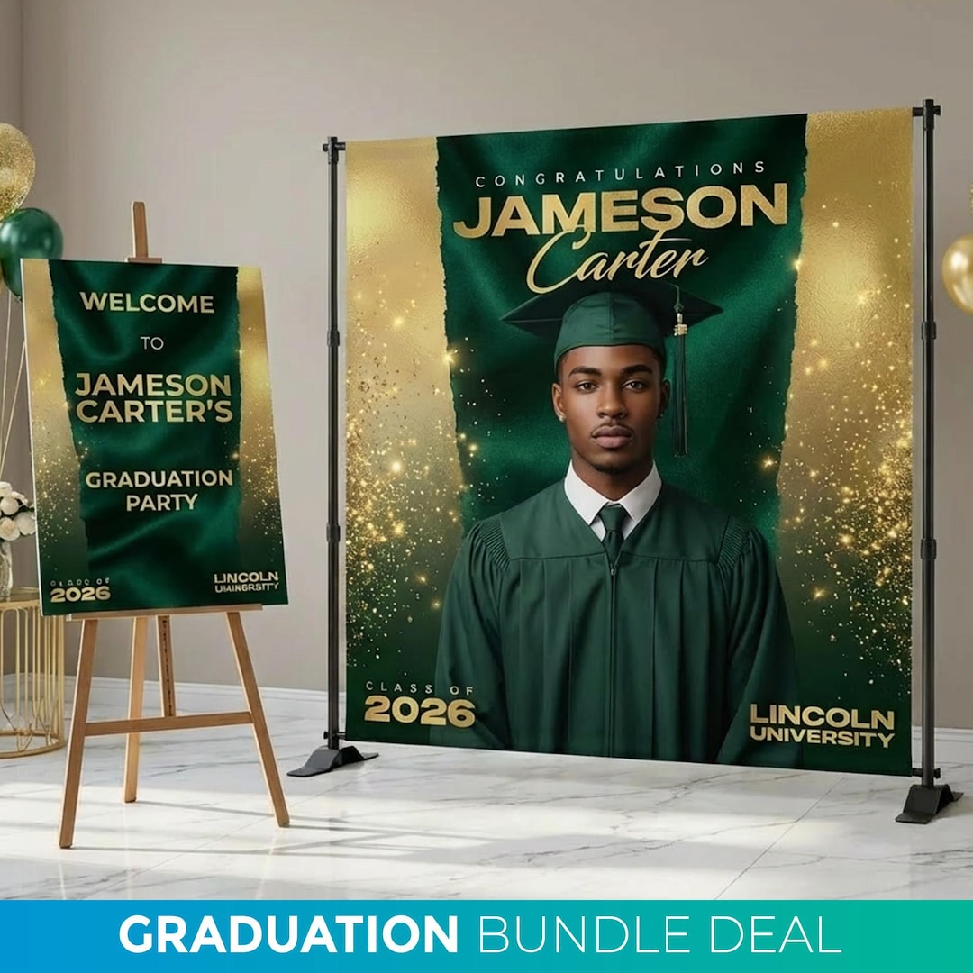 Graduation Prom Bundle Display, Backdrop Welcome Sign Combo, Graduation ...