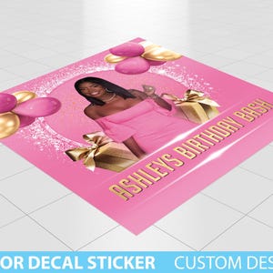 Custom Floor Decal sticker, Removable Sticker, Vinyl Floor Banner, Birthday Floor Banner Sticker Decal Removable, Birthday Sneaker Ball Gold