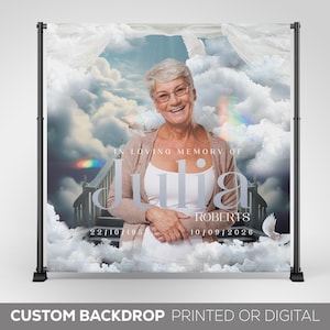 Memorial Backdrop, In Loving Memory Banner, Repass backdrop, Funeral step and repeat banner background, Memorial EventFuneral Backdrop Decor