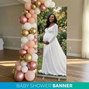 Custom Baby Shower Retractable Banner, Shower Welcome Sign, Maternity Photo Backdrop, Girl Boy Baby Shower Banner Decor, Photo Board image 9