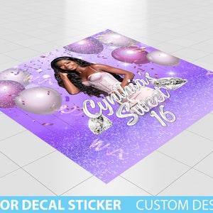 Custom Floor Decal sticker, Removable Sticker, Vinyl Floor Banner, Adhesive Floor Banner Sweet 16 Sweet Sxteen, Birthday Dance floor decal