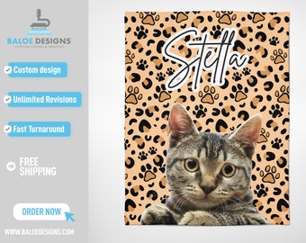 Personalized pet blanket, custom dog photo blanket with name, dog face cat picture blanket, pet lover gifts and dog dad gifts Pet gift photo