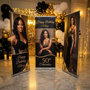 COMBO BANNER SET, 3 Retractable Banners, Birthday Party Decor, Custom Banners, Birthday Welcome Sign, 3 Banners Birthday Banner Decorations