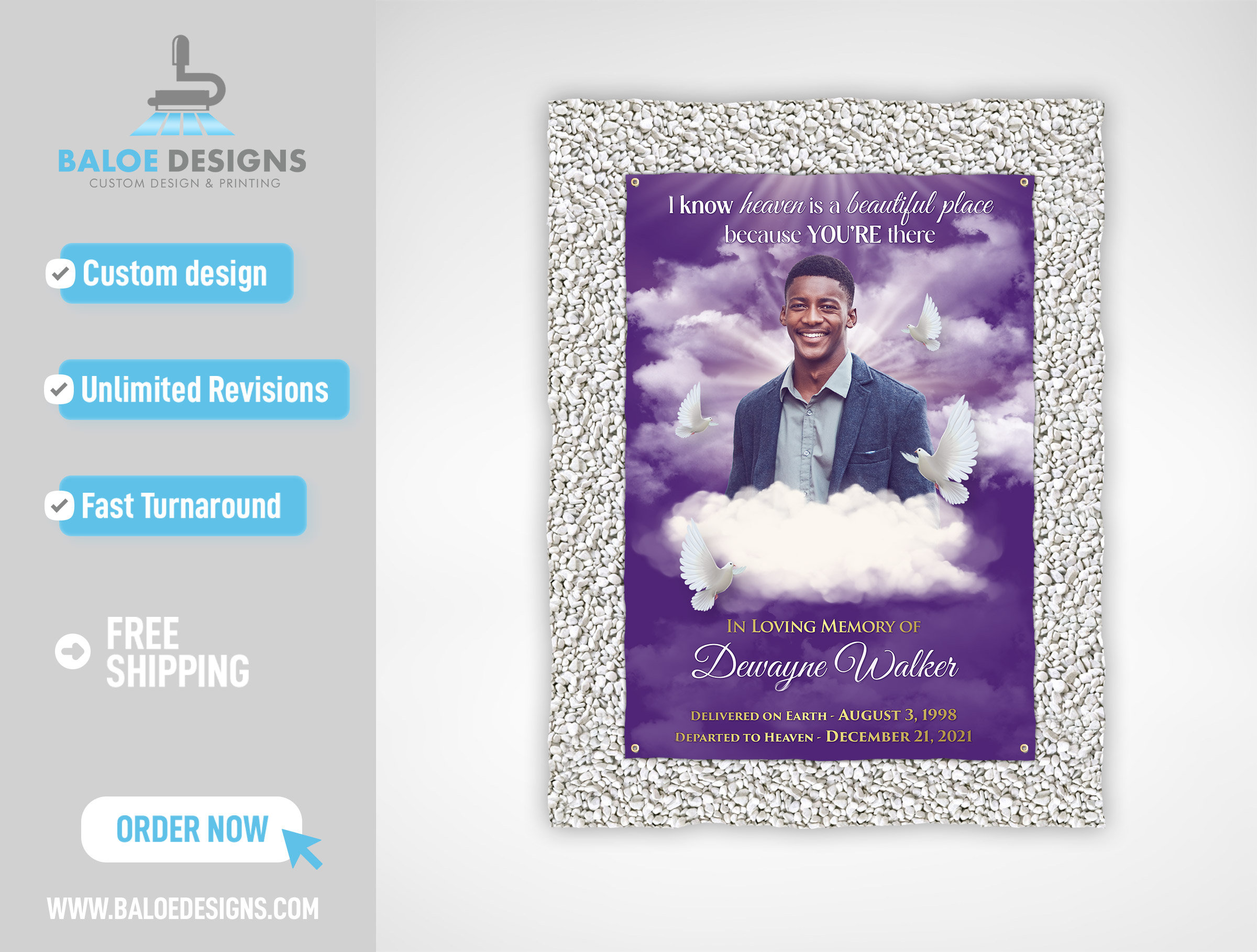 44memory Custom Memorial Grave Blanket - Personalized