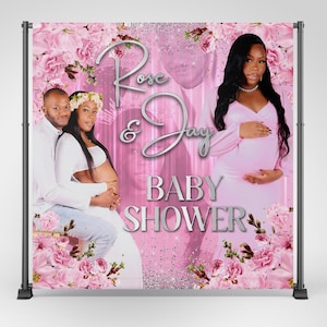 Baby Shower Backdrop Banner, Custom Baby Shower Photo Decoration, Vinyl Backdrop Banner, Girl Baby Shower Pink, Welcome Sign, Party Decor