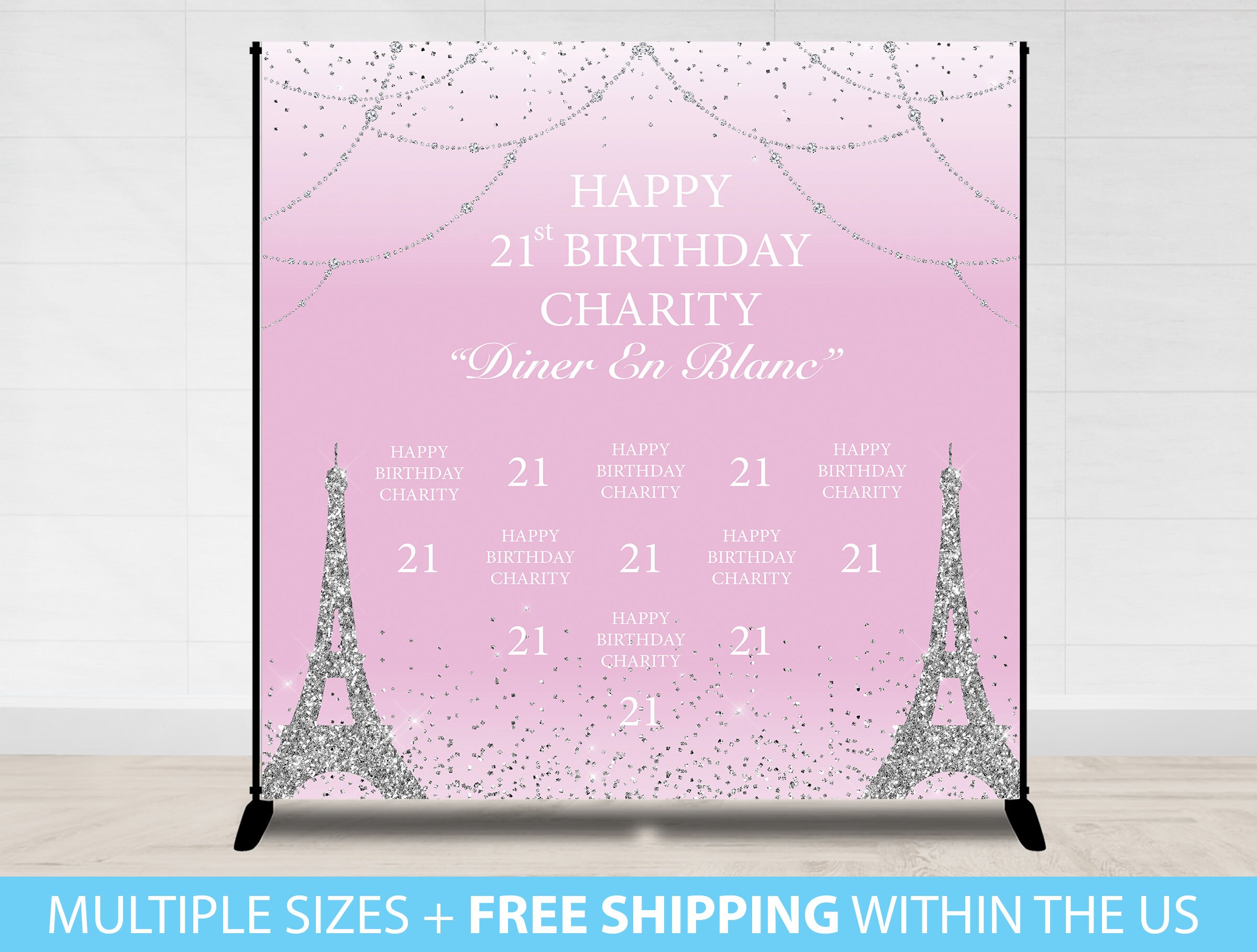 Birthday Backdrop Paris Eiffel Tower Banner Backdrop - Etsy