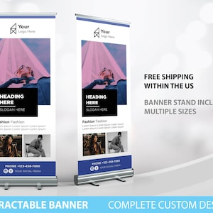 Retractable Banner, Custom Roll Up Banner Stand, Logo Banner Sign Business Entrepreneur Marketing Print, Printed Banner, Pop Up Shop banner