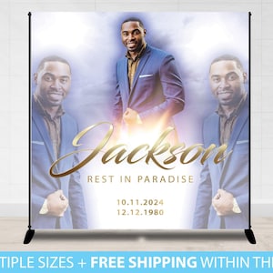 Memorial Backdrop, Long Live Banner Heavenly Birthday Backdrop Banner Vinyl Memorial Funeral Sign, Birthday Backdrop, In loving memory of