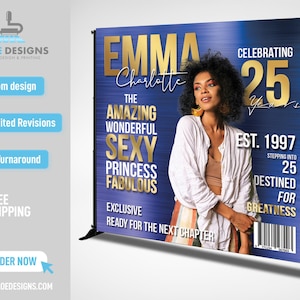 Custom Photo Birthday Backdrop, Party Birthday Party Backdrop, Step Repeat Birthday Party, Magazine Cover Backdrop Custom Magazine Backdrop