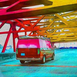 Van on a Bridge