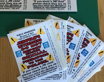 Ex Jehovah’s Witness CSA public awareness stickers