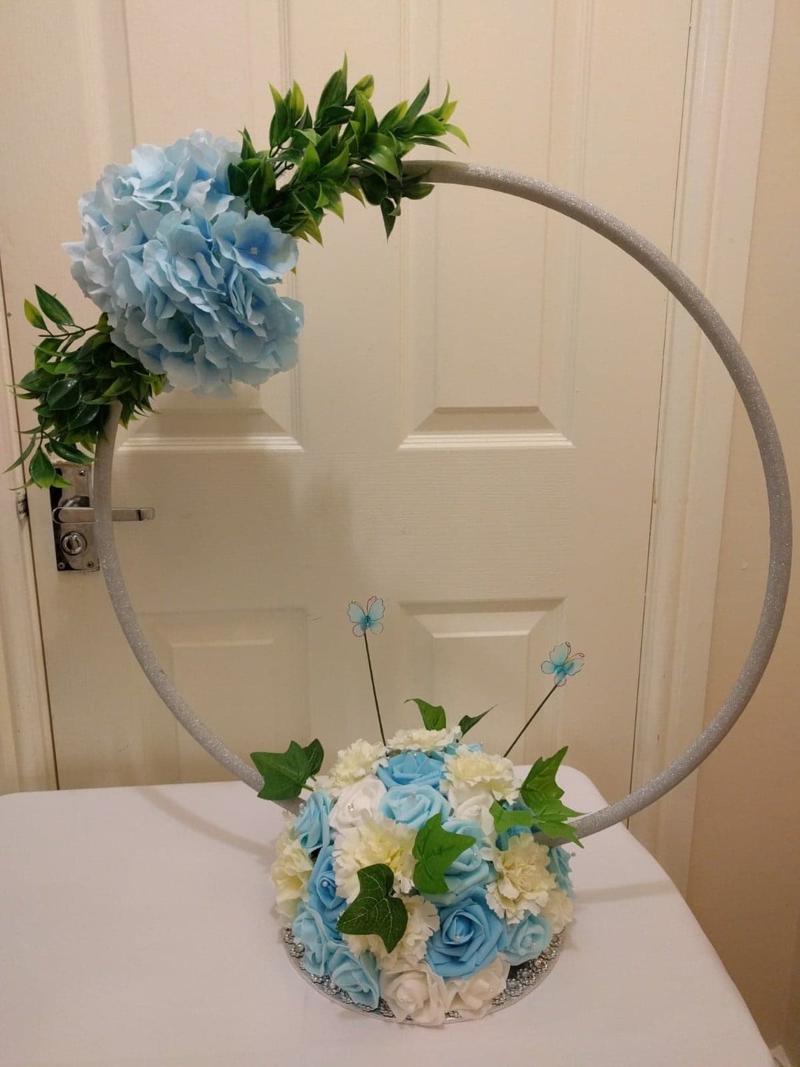 Hula hoop centerpiece floral arrangement table display Etsy