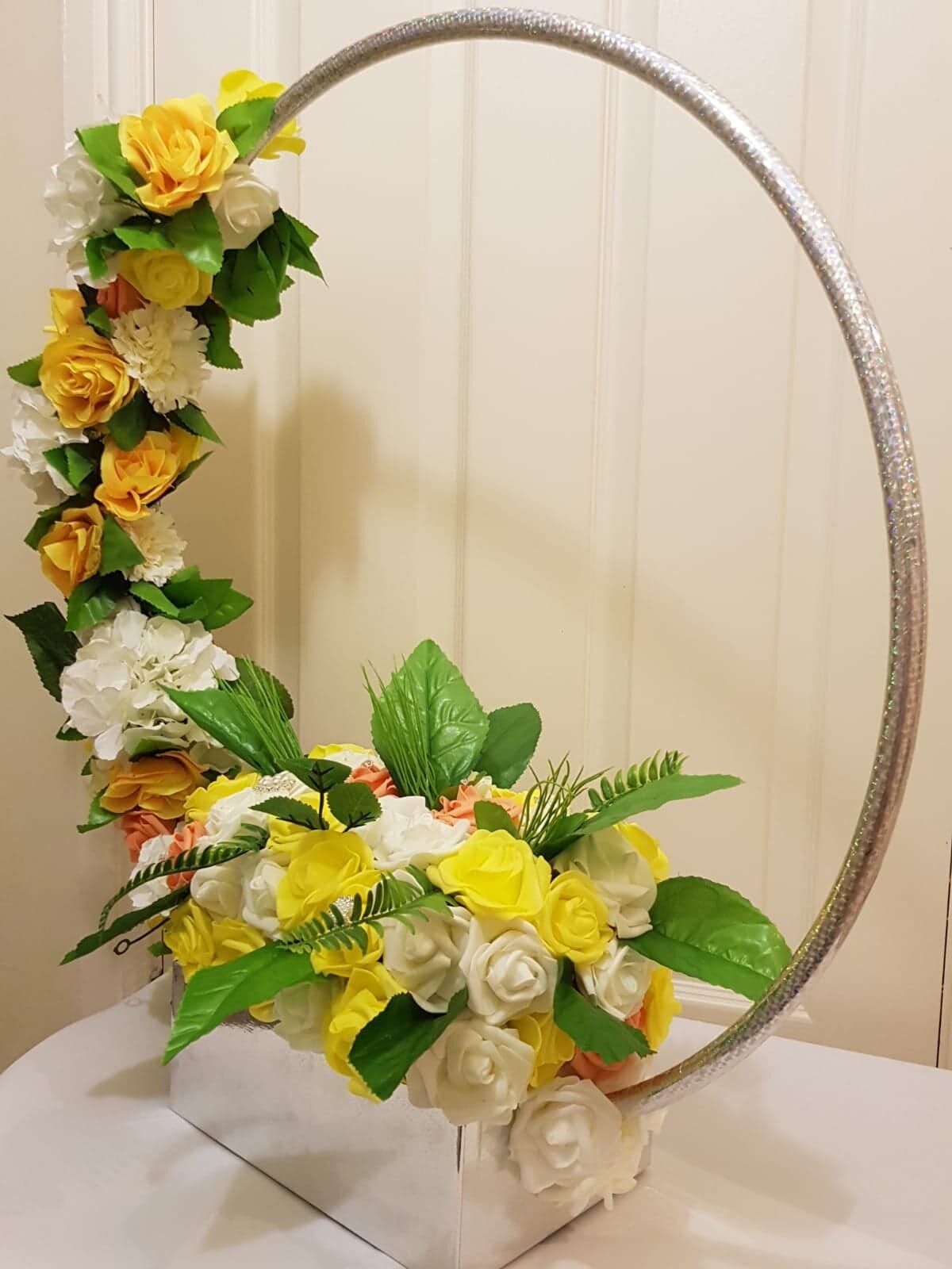 Hula hoop centerpiece table display floral arrangement Etsy