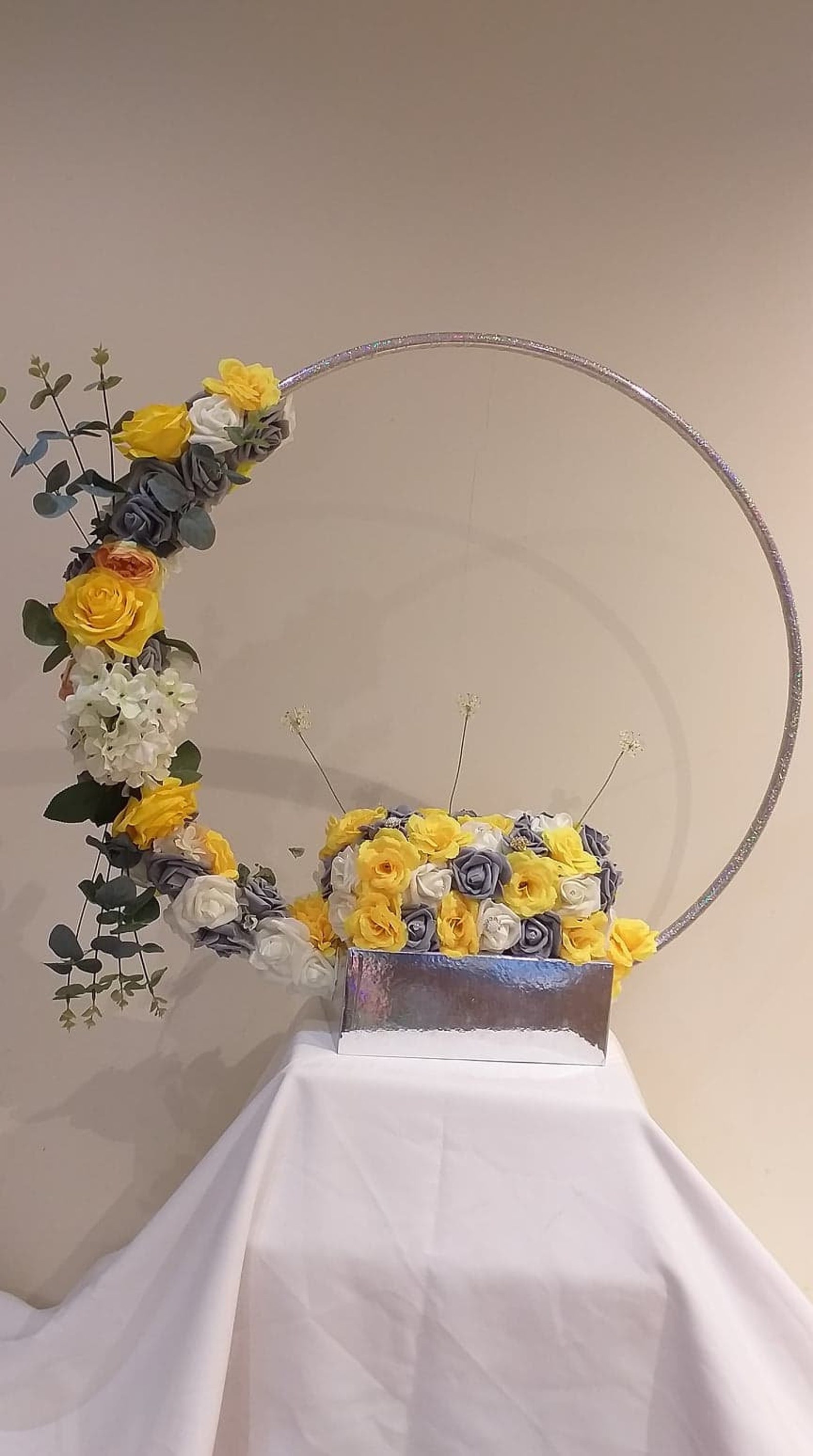 Hula hoop centerpiece table display floral arrangement Etsy