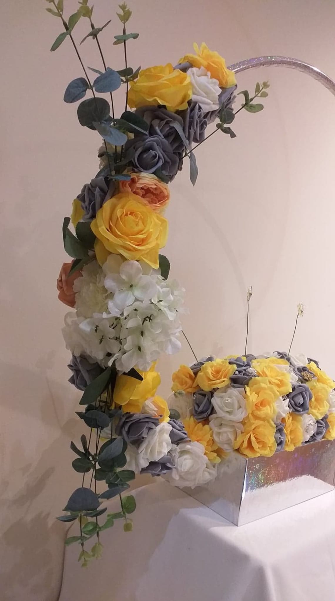 Hula hoop centerpiece table display floral arrangement Etsy