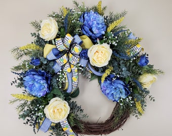 Everyday Floral Wreath, Mothers Day Gift, Anniversary Gift, Front Door Decor, Summer Wreath, Housewarming Gift, Grapevine Floral Wreath