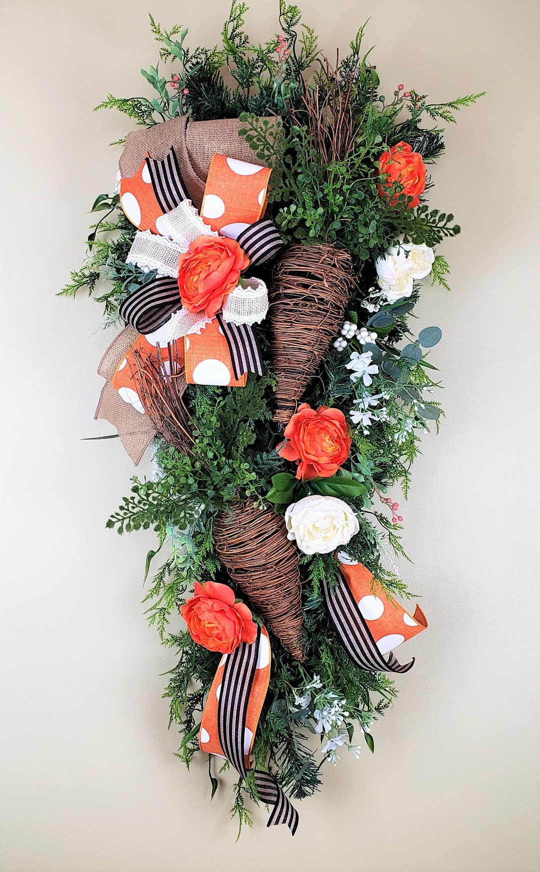 Spring Carrot Swag for Front Door Easter Swag With Large Etsy