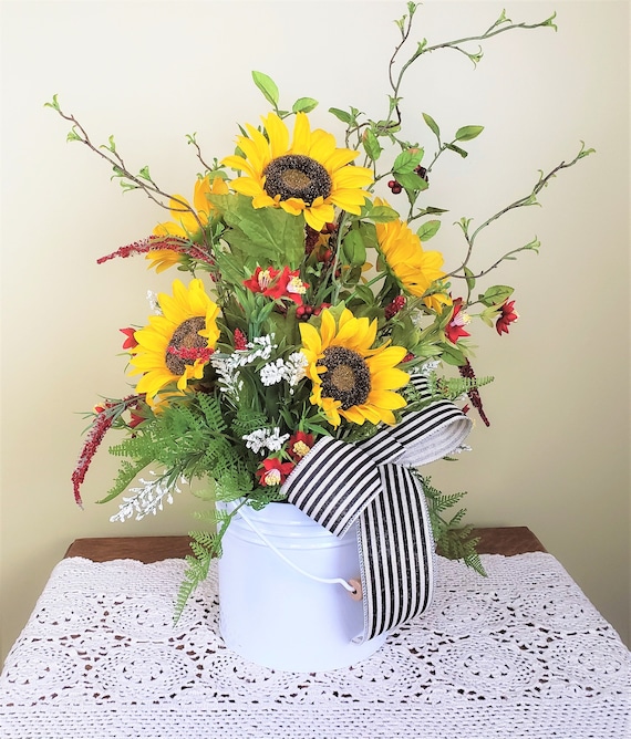 Sunflower Arrangement, Farmhouse Sunflower Decor, Sunflower Floral Decor, Rustic Country Arrangement,  Everyday Summer Sunflower Arrangement
