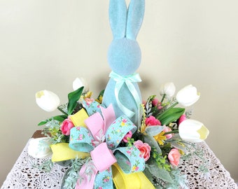 Bunny Arrangement, Spring Arrangement, Easter Home Decor, Bunny Centerpiece,  Spring flowers, Gift Idea