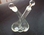 Crystal Like Organic Form Oil And Vinegar Cruet Bottle Jars Attached Oil And Vingar Cruet