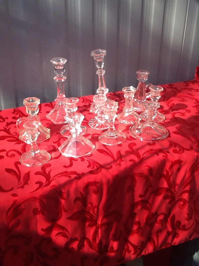 Set Of 12 Vintage glasscrystal Candlestick Holdersfree shipping