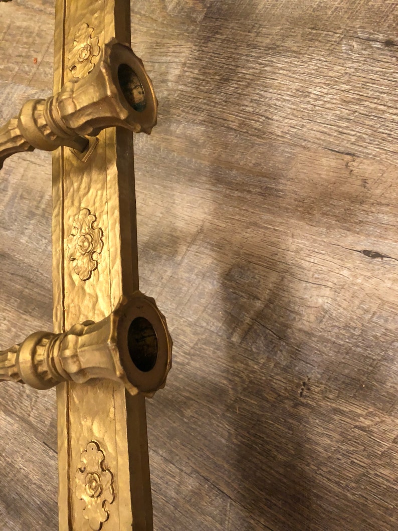 Large Vintage Syscro Home Interior Gold 9 Arm Wall Sconce