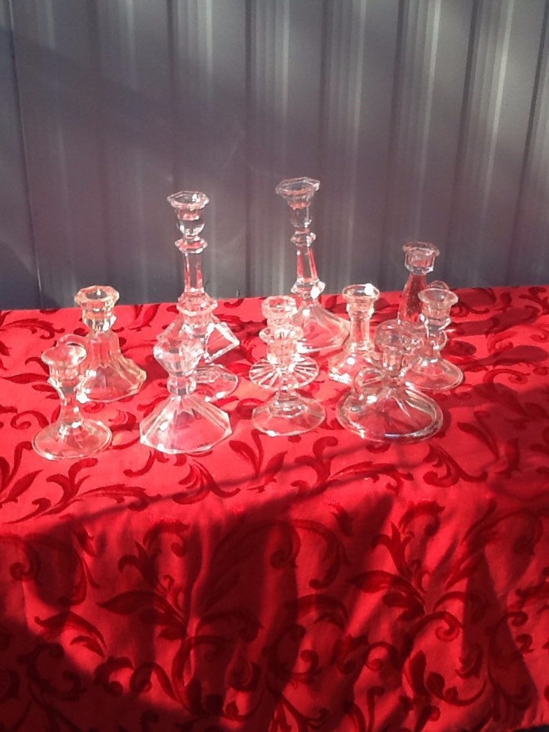 Set Of 12 Vintage glasscrystal Candlestick Holdersfree shipping