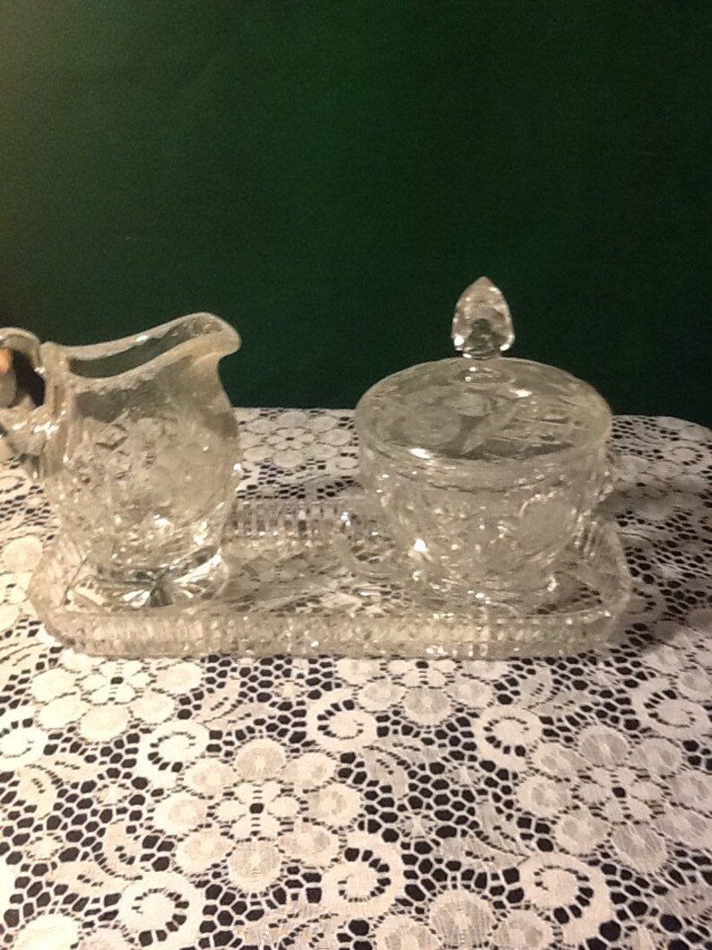 Vintage 4 Piece Lead Crystal Sugar And Creamer Condiment Etsy