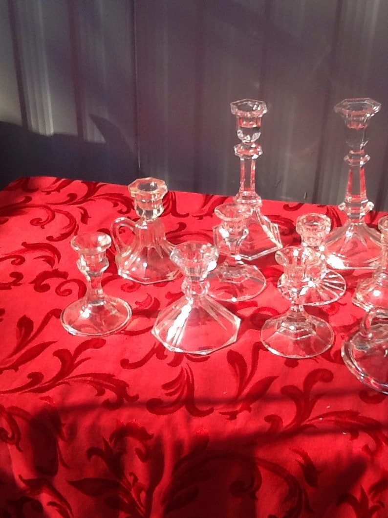Set Of 12 Vintage glasscrystal Candlestick Holdersfree shipping