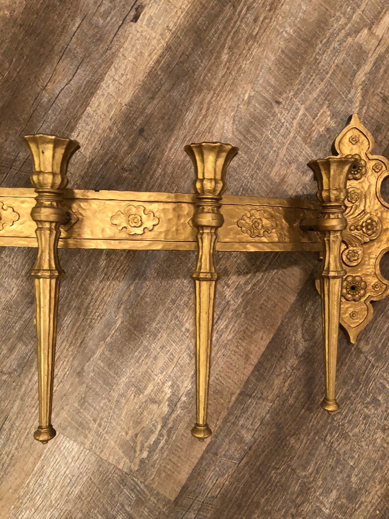 Large Vintage Syscro Home Interior Gold 9 Arm Wall Sconce