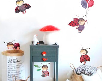 Wall Decorations for pastel ladybug Stickers