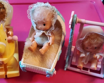 Vintage 1981 TOMY Teeter Totters Wind-up Toy Babies- Swing/Crib/Rocking Horse