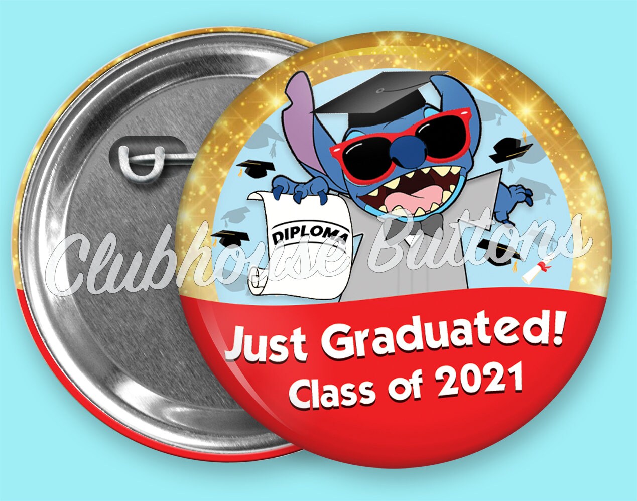 Stitch Graduation Button Disney Button Graduation Button Etsy