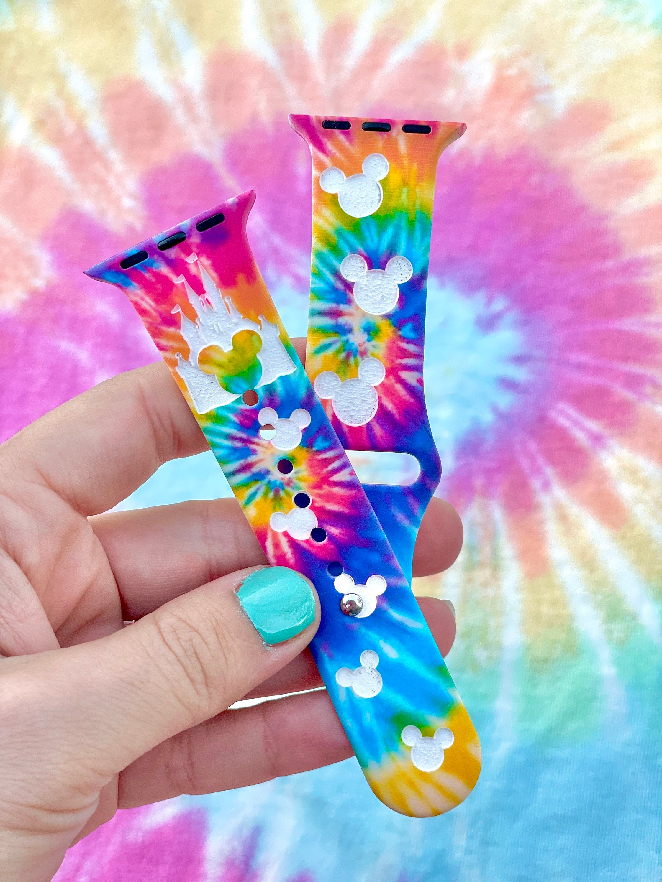 Tie Dye Disney Castle Apple Watch Band, Engraved Disney Band, Disney …