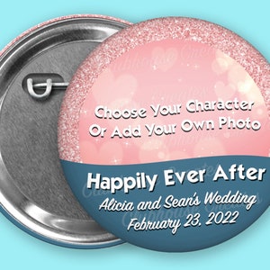 Boutons de célébration inspirés de Disney, boutons de mariage Disney personnalisés en or Rose, bouton Je célèbre le mariage, mariage Disney, bouton de mariage